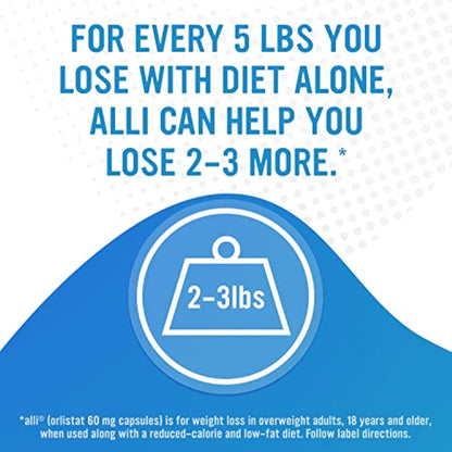 alli Weight Loss Supplement Pills, Orlistat 60mg Capsules, 170 Capsules